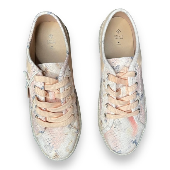 Call It Spring Platform Espadrille Sole Sneakers Orange Snakeskin Print Size 9 - Picture 4 of 8